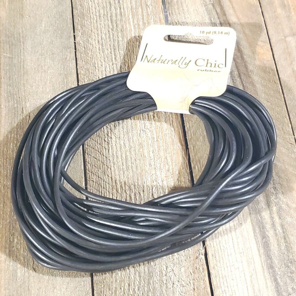 Black Rubber Cord 2.5mm Thick 30 Ft (10 Yds) Bundle for Necklace Bracelet Craft